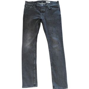 AllSaints Cigarette Black Skinny Jeans W33 Mens Faded Grunge Luxury Denim